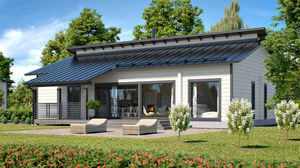 Haus aus Massivholz-Block