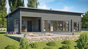 Haus aus Massivholz-Block
