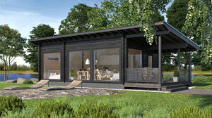 Haus aus Massivholz-Block