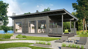 Haus aus Massivholz-Block