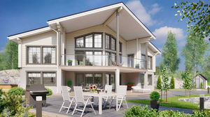 Haus aus Massivholz-Block