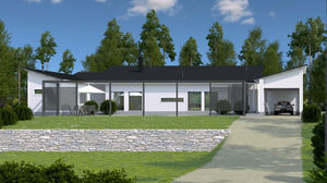 Haus aus Massivholz-Block