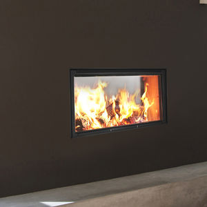 Holzkamin / modern / geschlossene Feuerstelle / Einbau
