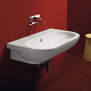 Wand-Waschbecken / oval / Keramik / modern