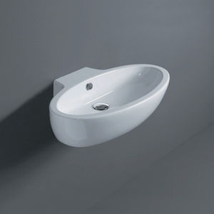 Wand-Waschbecken / oval / Keramik / modern