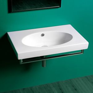 Wand-Waschbecken / rechteckig / Keramik / modern