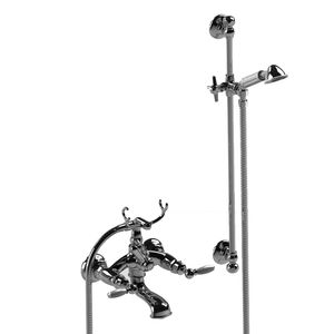 Mischbatterie für Duschen / für Badewanne / wandmontiert / verchromtes Metall