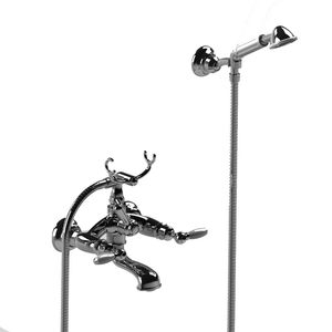 Mischbatterie für Duschen / für Badewanne / wandmontiert / verchromtes Metall