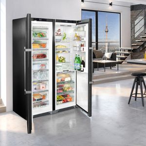 Doppeltüren-Kühlschrank / grau / Öko