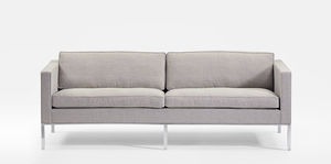 modernes Sofa / Leder / verchromtes Metall / Stoff