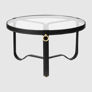 Couchtisch / Art Deco-Stil / Glas / mit Fußgestell aus Metall / rund