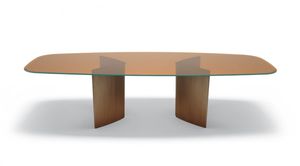 moderner Tisch / aus Eiche / Marmor / Travertin