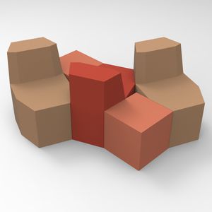 moderner Sitzpuff / hochdichter Schaumstoff, beschichtet / modulierbar / Polster