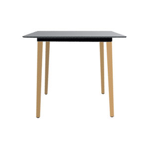 klassischer Tisch / Metall / mit Fußgestell aus Holz / rund