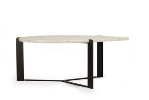 moderner Couchtisch / Stahl / Marmor / rund