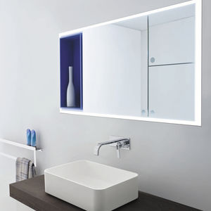 wandmontierter Spiegel für Badezimmer / mit Regal / modern / rechteckig