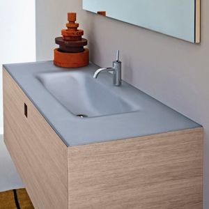 Einbauwaschbecken / rechteckig / Mineralwerkstoff / modern