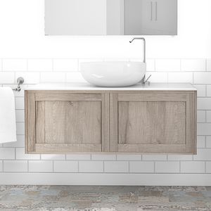 hängender Waschtisch-Unterschrank / Holz / modern / mit Ablage