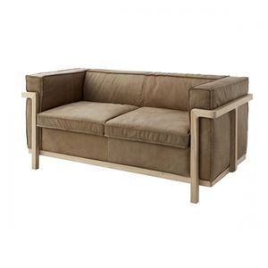 modernes Sofa / Leder / aus Eiche / 2 Plätze