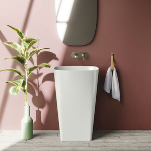 freistehendes Waschbecken / rechteckig / Keramik / modern