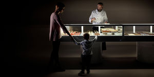 Verkaufskühlvitrine / Insel / beleuchtet / für Konditoreien