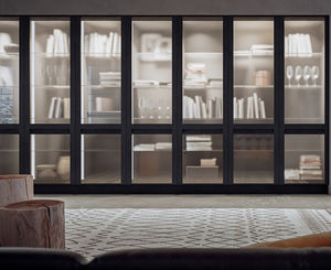 hohe Bibliothek / modern / Holz / Glas-