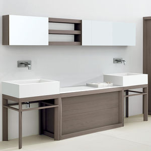 doppeltes Waschbecken / Aufsatz / rechteckig / Mineralwerkstoff