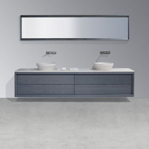 doppeltes Waschbecken / Aufsatz / rund / Mineralwerkstoff