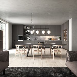 moderne Küche / aus MDF / lackiert / mit Griffen
