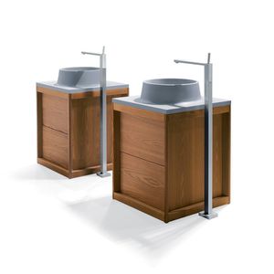 doppelter Waschtisch-Unterschrank / hängend / freistehend / aus Esche