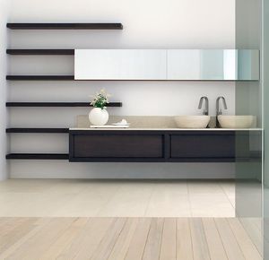 doppelter Waschtisch-Unterschrank / hängend / aus Esche / modern