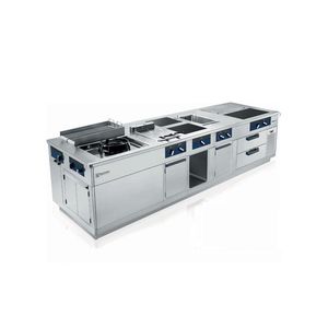 moderne Küche / Edelstahl / Modul / mit Griffen