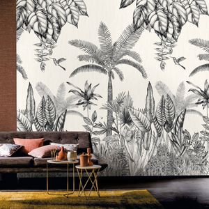 moderne Tapete / Vinyl / mit Naturmotiv / blau