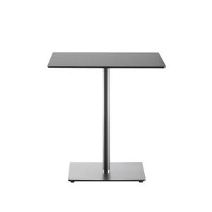 moderner Bistrotisch / Hartglas / Kristall / mit Fußgestell aus Stahl
