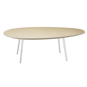 moderner Couchtisch / aus MDF / aus Sperrholz / mit Fußgestell aus Stahl