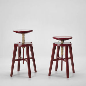 moderner Hocker / Massivholz / höhenverstellbar