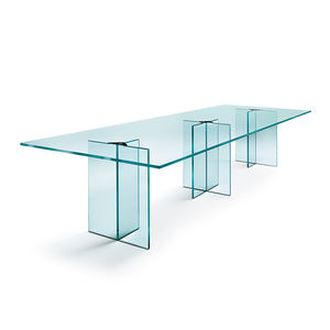 moderner Besprechungstisch / Glas / rechteckig / transparent