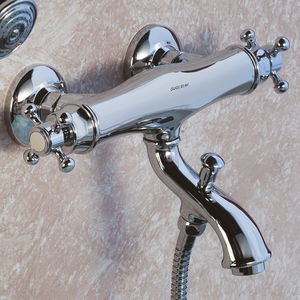 Mischbatterie für Badewanne / wandmontiert / verchromtes Metall / thermostatisch