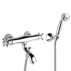 Mischbatterie für Badewanne / wandmontiert / verchromtes Metall / thermostatisch