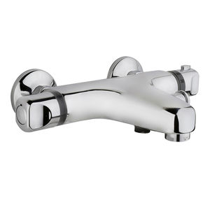 Mischbatterie für Badewanne / wandmontiert / verchromtes Metall / thermostatisch