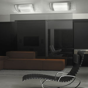 moderne Deckenleuchte / rechteckig / Glas / Metall