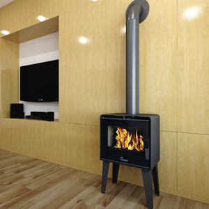 Holz-Kaminofen / Ecken / Stahl / modern