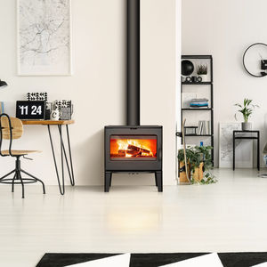 Holz-Kaminofen / Gusseisen / modern / Doppelverbrennung