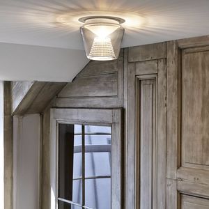 moderne Deckenleuchte / rund / geblasenes Glas / Aluminium