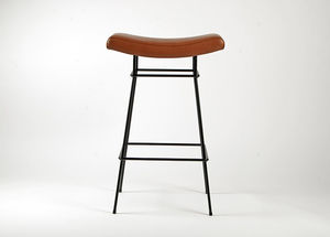 moderner Barhocker / Leder / Metall / Objektmöbel