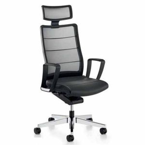 moderner Chefsessel / Maschen / Leder / drehbar