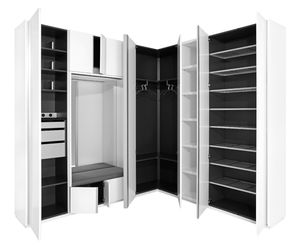 Eckkleiderschrank / modern / aus Nussbaum / Aluminium