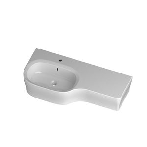 Wand-Waschbecken / Keramik / modern / mit integrierter Waschtischplatte