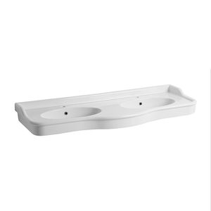 doppeltes Waschbecken / Konsole / rechteckig / Keramik