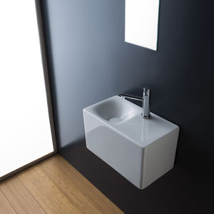 Wand-Waschbecken / rechteckig / Keramik / modern